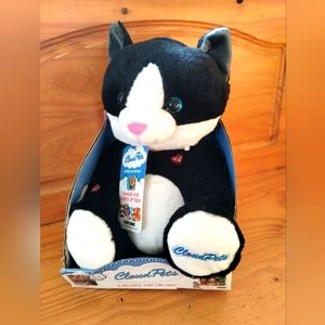 CLOUD PETS  Talking Black & White Cat Plush Toy "A Message You Can Hug"